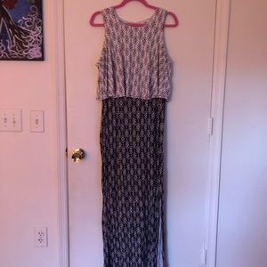 Brown and white maxi dress